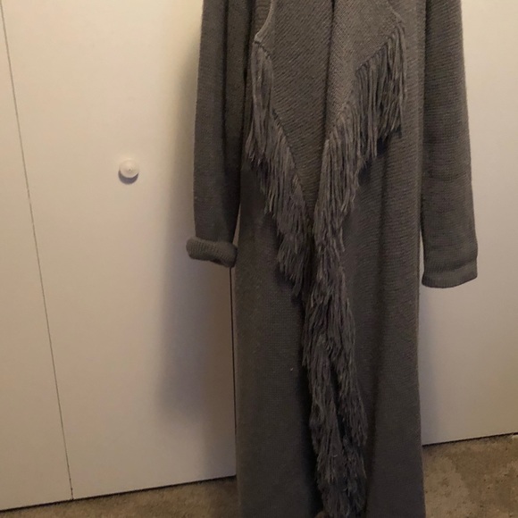 Grey Color Ankle Length, Cardigan Sweater Coat - Picture 4 of 6